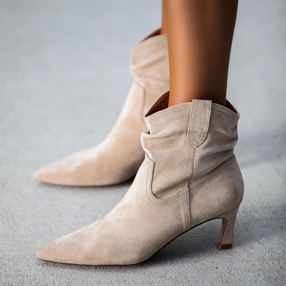 ONLY 1 Mi.iM LOUIE Faux Suede Ankle Boots- TAUPE - Picture 5 of 8